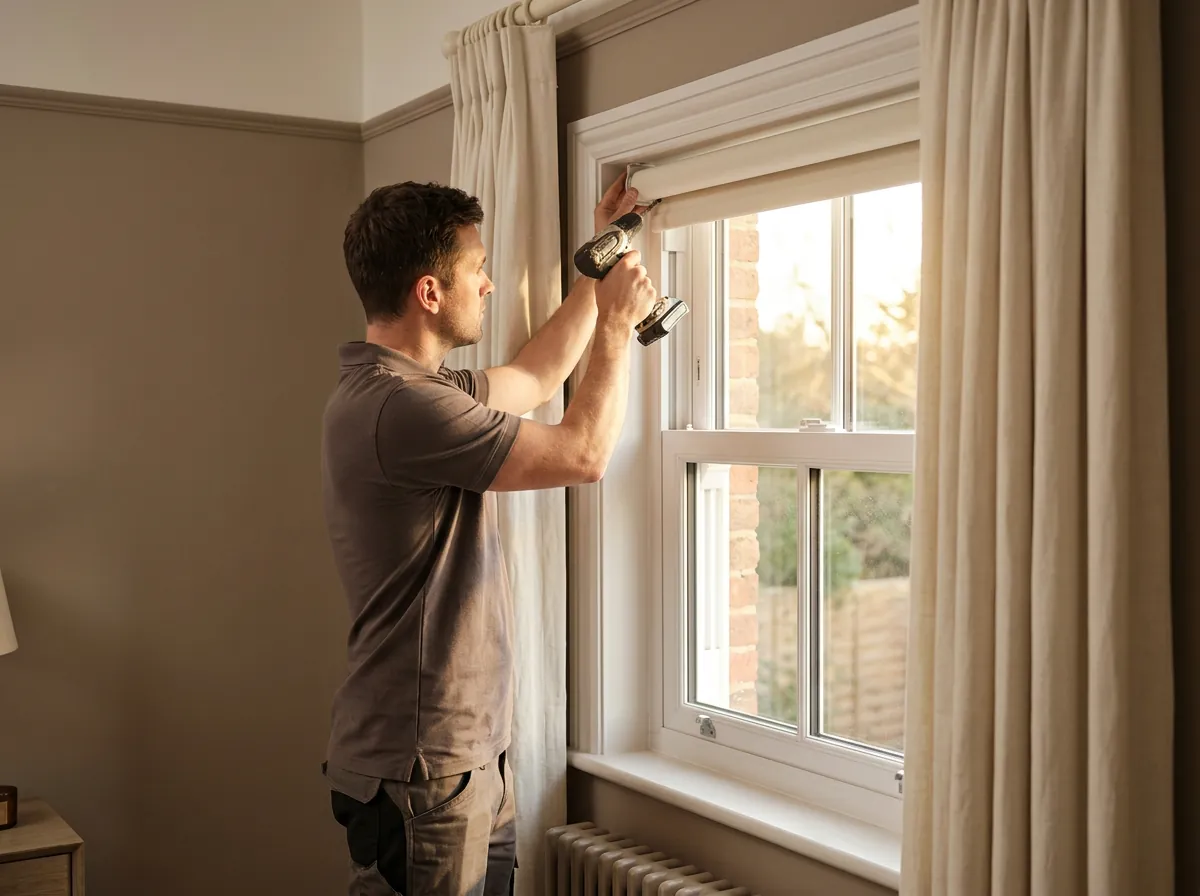 Professional blind installation by Solara Shades team